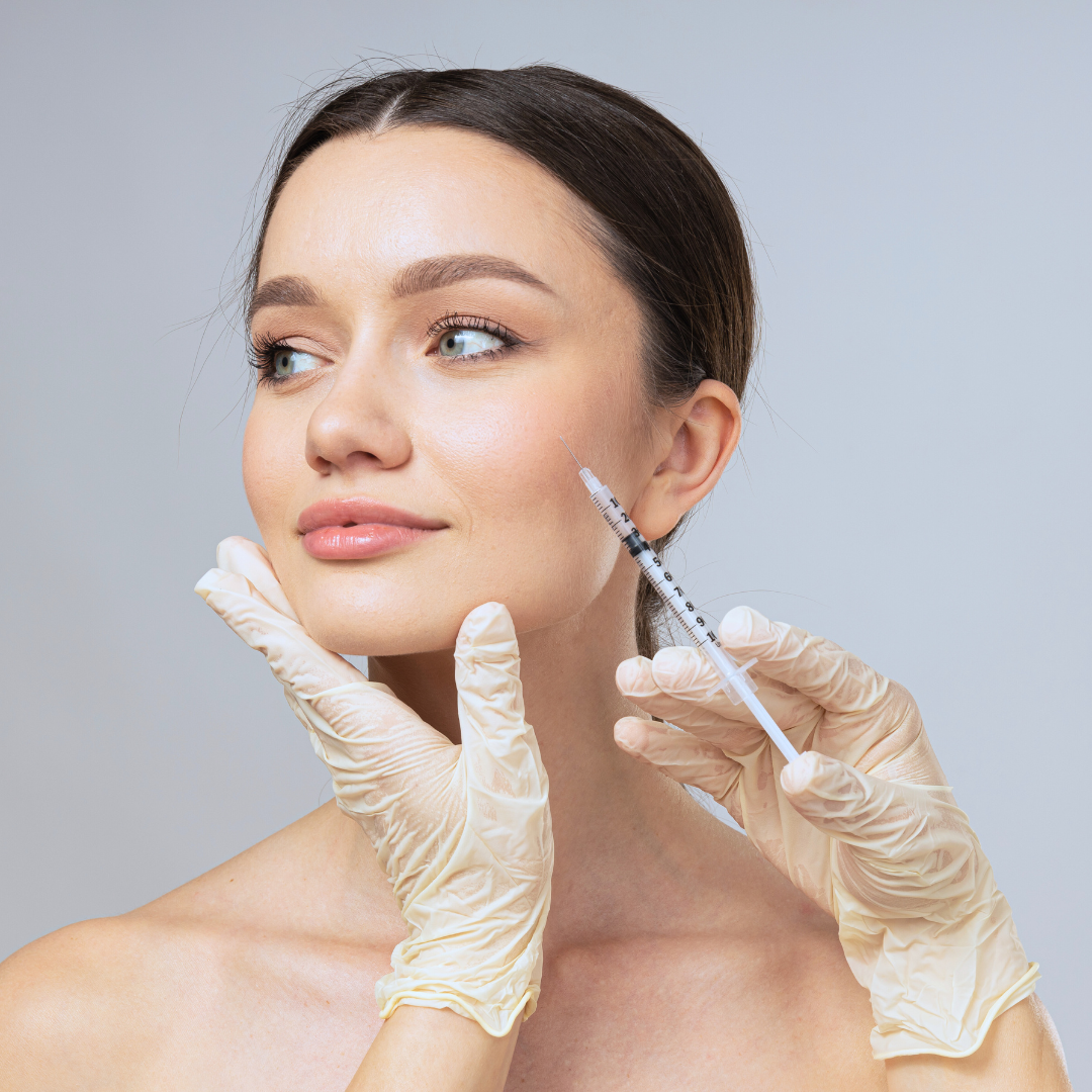 a woman receiving botox for wrinkles